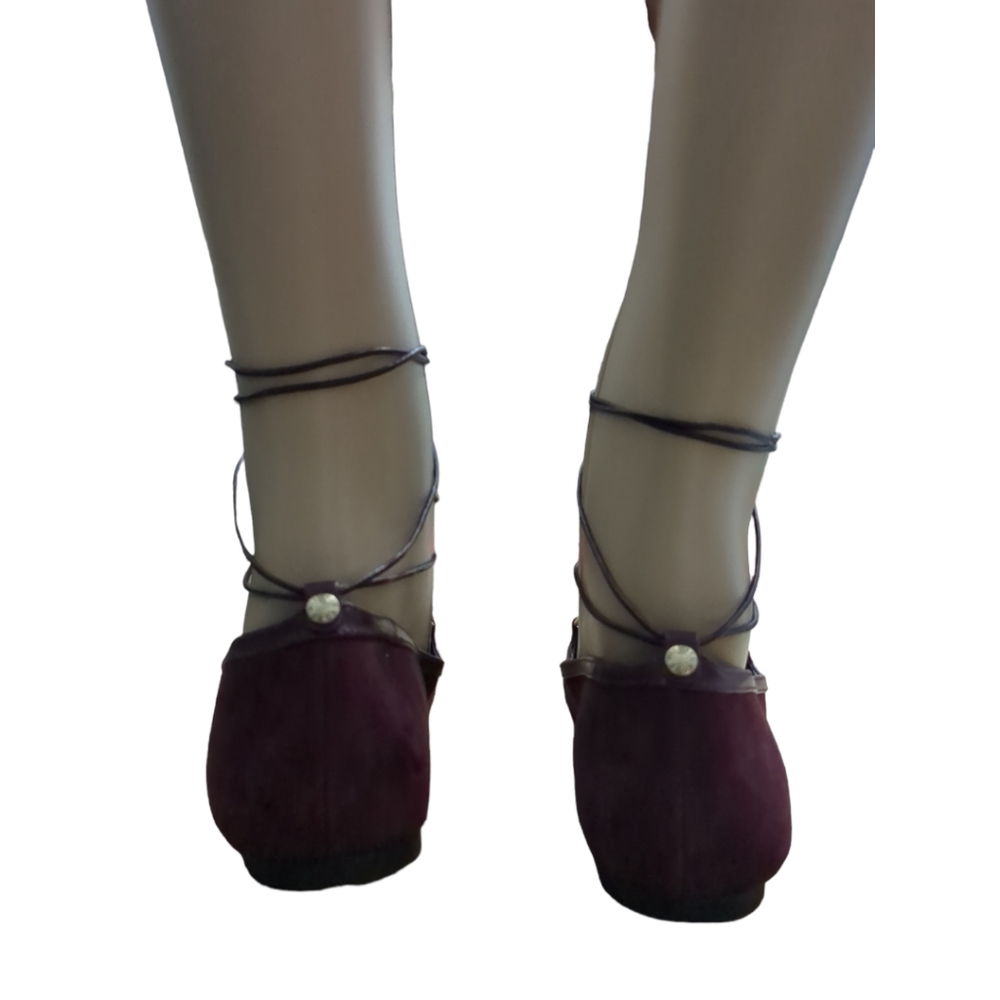Michael Kors Lace Up Tabby Flats in Burgundy Suede Dark red size 8 - Picture 5 of 15
